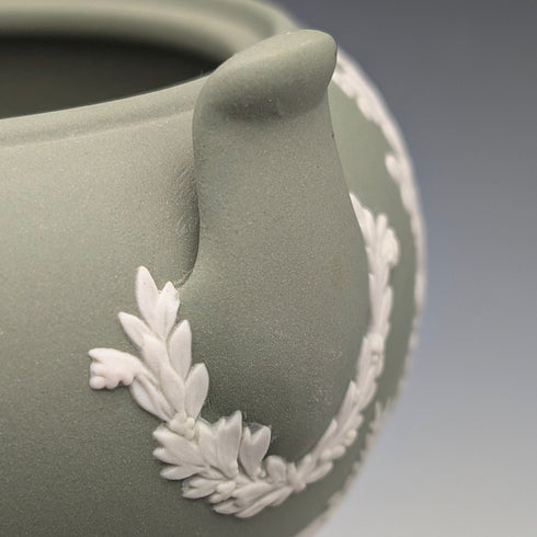 1978年 英国ヴィンテージ ウェッジウッド グリーンジャスパーウェア製 シュガーボウル ※蓋無し