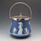 Antique British Wedgwood Biscuit Barrel Jasperware Royal Blue