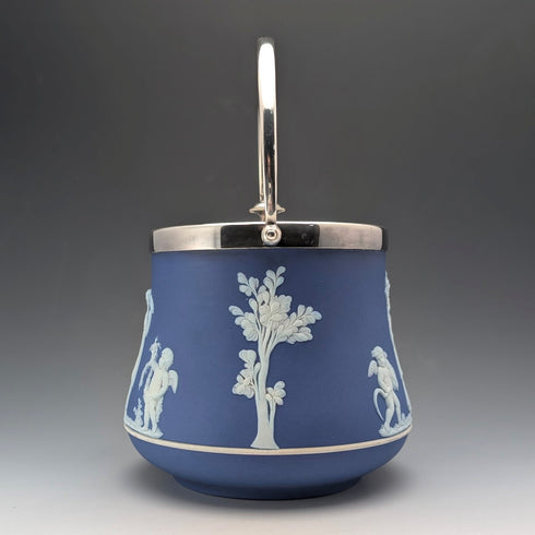 古董英國韋奇伍德餅乾桶 Jasperware 皇家藍色