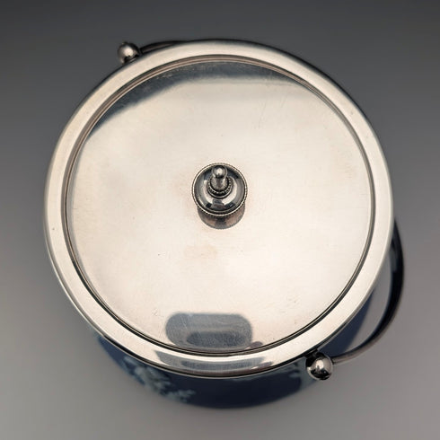 古董英國韋奇伍德餅乾桶 Jasperware 皇家藍色