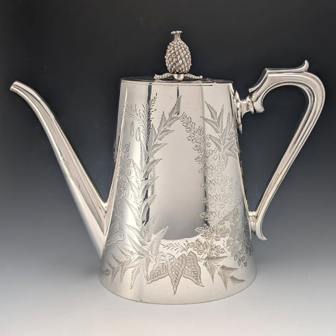 Antique British silver plate coffee pot, circa 1887, Mappin & Webb