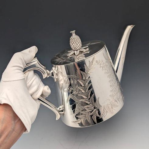 Antique British silver-plated teapot, circa 1887, Mappin & Webb