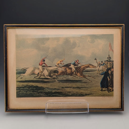 British antique framed print of racehorse Henry Alken "The High Metled Racer"