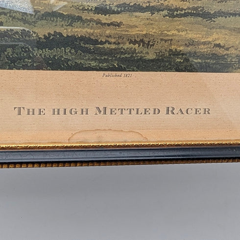 British antique framed print of racehorse Henry Alken "The High Metled Racer"