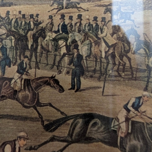 英国アンティーク 額入りプリント 競走馬 ジェームズ・ポラード 『EPSOM Preparing to start』