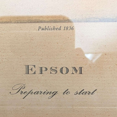 British Antique Framed Print of Racehorse James Pollard "EPSOM Preparing to Start"