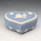 Vintage British Wedgwood Jasperware Heart-Shaped Trinket Box, Pale Blue, with Box and Instructions