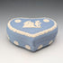 Vintage British Wedgwood Jasperware Heart-Shaped Trinket Box, Pale Blue, with Box and Instructions