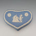 Vintage British Wedgwood Jasperware Heart-Shaped Trinket Box, Pale Blue, with Box and Instructions