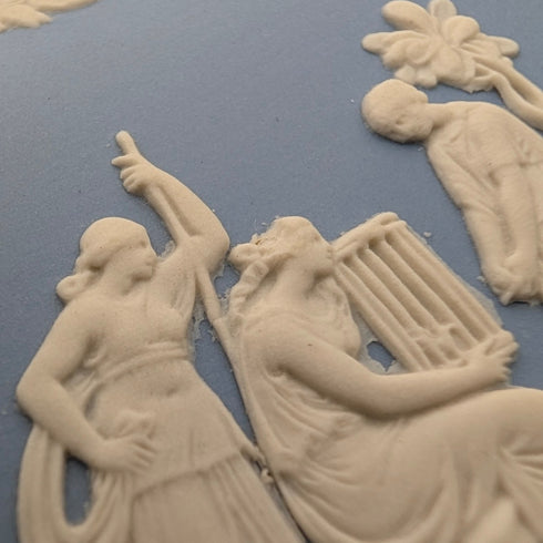 Vintage British Wedgwood Jasperware Heart-Shaped Trinket Box, Pale Blue, with Box and Instructions