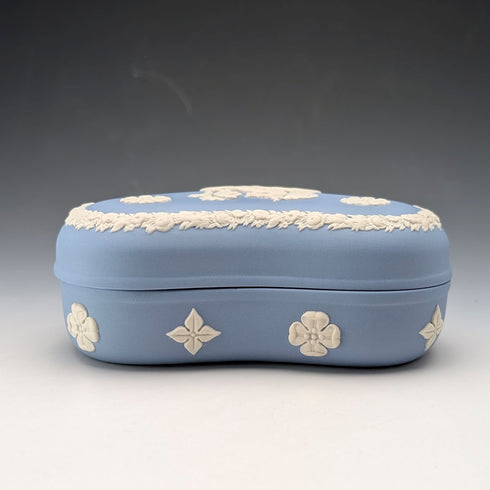 Vintage British Wedgwood Jasperware Heart-Shaped Trinket Box, Pale Blue, with Box and Instructions