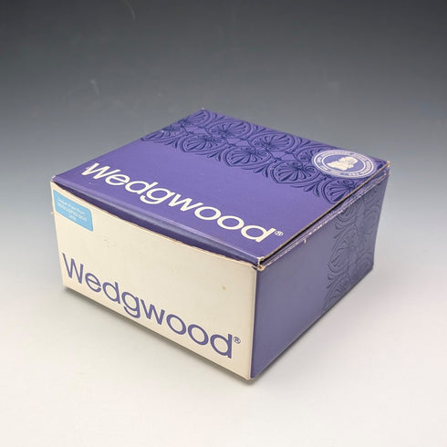 Vintage British Wedgwood Jasperware Round Lidded Box in Pale Blue with Box and Instructions
