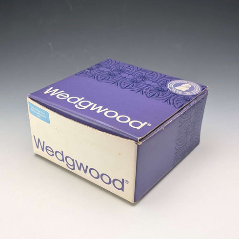 Vintage British Wedgwood Jasperware Round Lidded Box in Pale Blue with Box and Instructions