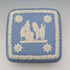 Vintage British Wedgwood Jasperware Square Lidded Boxes, Pair, Pale Blue
