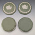 Vintage British Wedgwood Jasperware Round Lidded Boxes, Pair, Sage Green