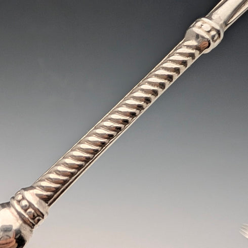 1900年英國古董小叉,珍珠母貝手柄,純銀叉刃,威廉‧德文波特