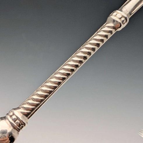 1900 British Antique Small Fork with Mother-of-Pearl Handle and Pure Silver Blade, William Devenport