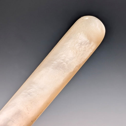 1900年英國古董小叉,珍珠母貝手柄,純銀叉刃,威廉‧德文波特