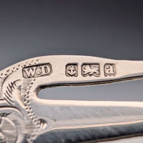 1900 British Antique Small Fork with Mother-of-Pearl Handle and Pure Silver Blade, William Devenport