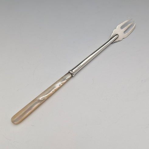 1922 British Antique Small Fork with Mother-of-Pearl Handle and Pure Silver Blade, Adie & Lovekin Ltd