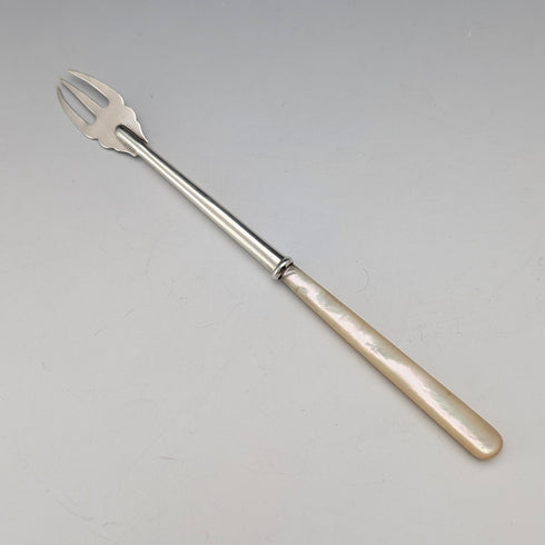 1922 British Antique Small Fork with Mother-of-Pearl Handle and Pure Silver Blade, Adie & Lovekin Ltd