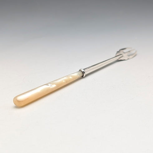 1922 British Antique Small Fork with Mother-of-Pearl Handle and Pure Silver Blade, Adie & Lovekin Ltd
