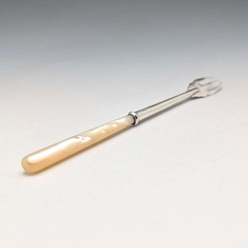 1922 British Antique Small Fork with Mother-of-Pearl Handle and Pure Silver Blade, Adie & Lovekin Ltd