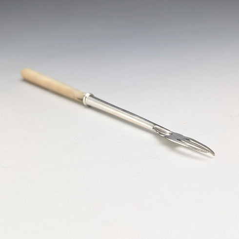 1922 British Antique Small Fork with Mother-of-Pearl Handle and Pure Silver Blade, Adie & Lovekin Ltd