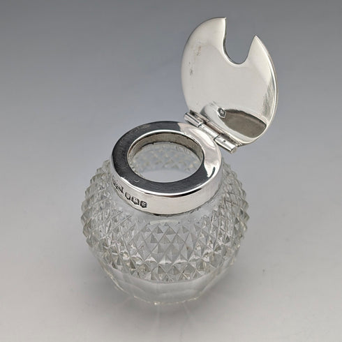 1924年 英国アンティーク 純銀&カットガラス 調味料入れセット James Dixon&Sons