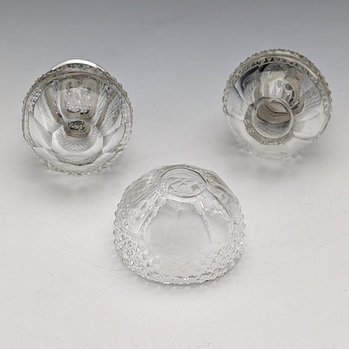 1924年 英国アンティーク 純銀&カットガラス 調味料入れセット James Dixon&Sons