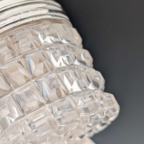 1898 British Antique Silver Lid Mini Cut Glass Jar Pair, Hilliard & Thomason