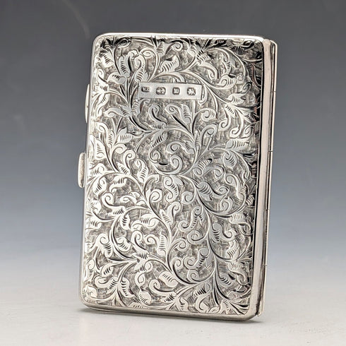 1886年 英国アンティーク 純銀製 両開き型 小型カードケース 64g William Oliver