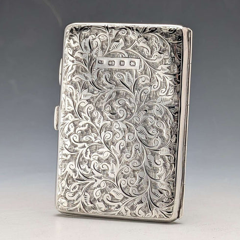 1886 British Antique Sterling Silver Double-Opening Small Card Case, 64g, William Oliver