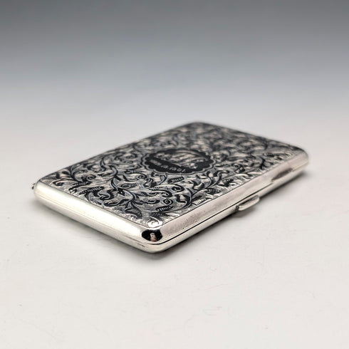 1886年 英国アンティーク 純銀製 両開き型 小型カードケース 64g William Oliver