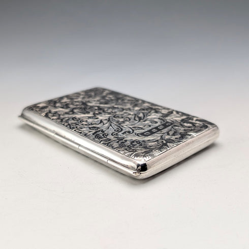 1886年 英国アンティーク 純銀製 両開き型 小型カードケース 64g William Oliver