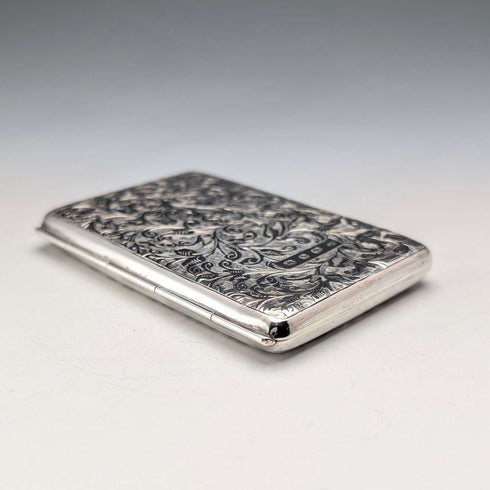1886 British Antique Sterling Silver Double-Opening Small Card Case, 64g, William Oliver