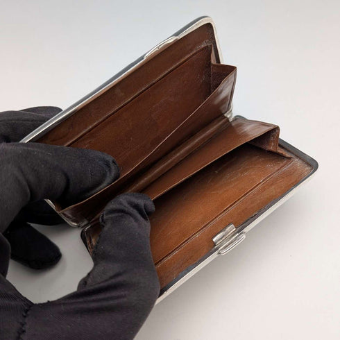 1886 British Antique Sterling Silver Double-Opening Small Card Case, 64g, William Oliver