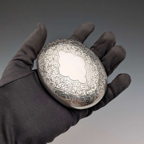 1904 British Antique Sterling Silver Pebble-Shaped Snuff Box, 90g, Williams Ltd