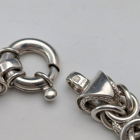 ヴィンテージ 純銀製 ビザンチンチェーン ブレスレット 28g