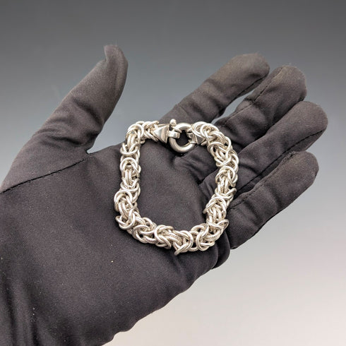 ヴィンテージ 純銀製 ビザンチンチェーン ブレスレット 28g