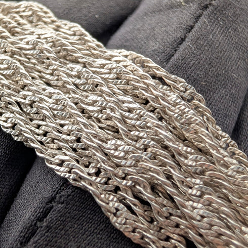 イタリアンヴィンテージ 純銀製 マルチツイストチェーン ブレスレット 28g MILOR