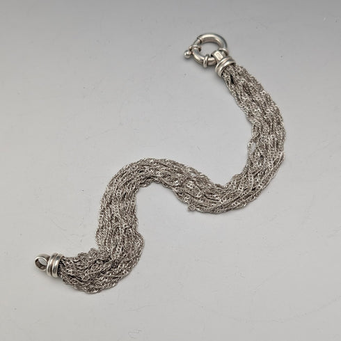 イタリアンヴィンテージ 純銀製 マルチツイストチェーン ブレスレット 28g MILOR