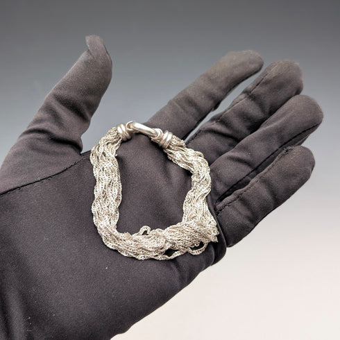 イタリアンヴィンテージ 純銀製 マルチツイストチェーン ブレスレット 28g MILOR