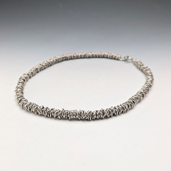 英国ヴィンテージ 純銀製 コイルデザインチェーン ネックレス46cm 91g HH
