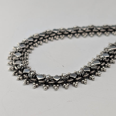 ヴィンテージ 純銀製 細密エスニックチェーン ネックレス46cm 29g