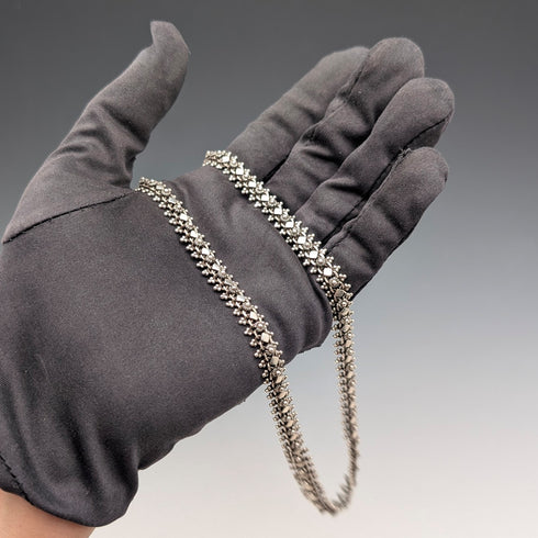 ヴィンテージ 純銀製 細密エスニックチェーン ネックレス46cm 29g