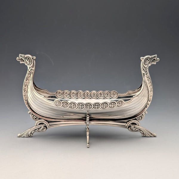 Nordic Vintage 830 Sterling Silver Viking Longship Miniature 167g
