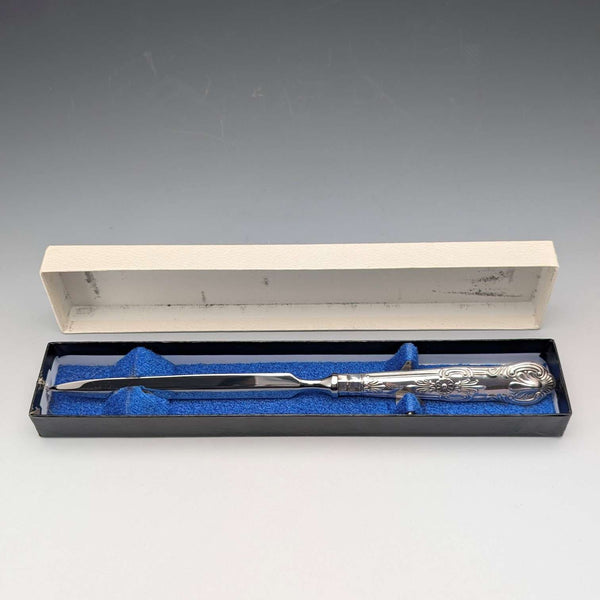 1989年 英国ヴィンテージ 純銀製ハンドル レターオープナー ケース入 極美品 Harrison Brothers