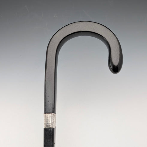 1934 年英國古董方形桿,彎曲手柄,純銀裝飾手杖,85 厘米,J Howell & Co.