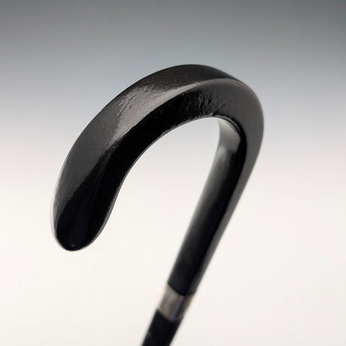 1934 年英國古董方形桿,彎曲手柄,純銀裝飾手杖,85 厘米,J Howell & Co.